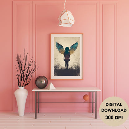 Little Girl with wings Inspirational Wall Art for Hope and Strength