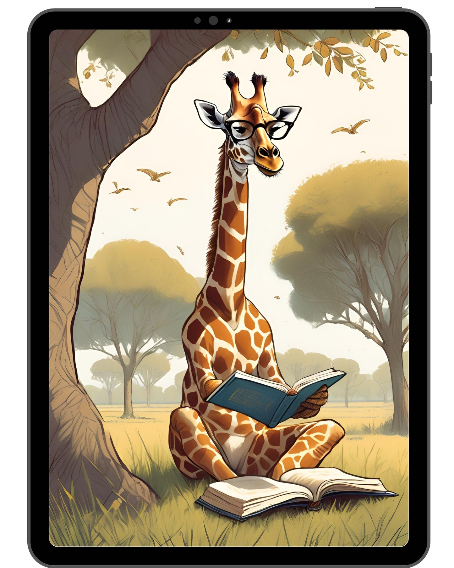 Kids Portrait Print Giraffe Reading Printable Wall Art Painting Giraffe Poster Abstract Download Home Decor