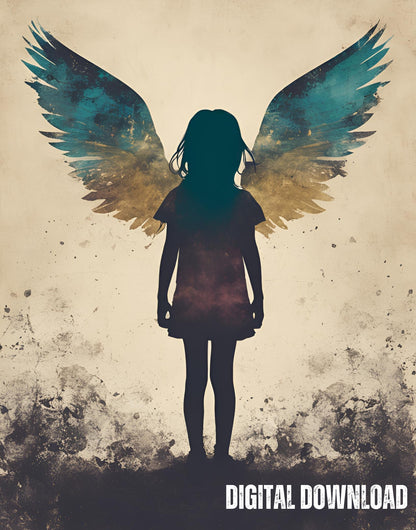 Little Girl with wings Inspirational Wall Art for Hope and Strength