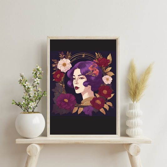 Floral Vintage Woman Wall Art Canvas For Decoration